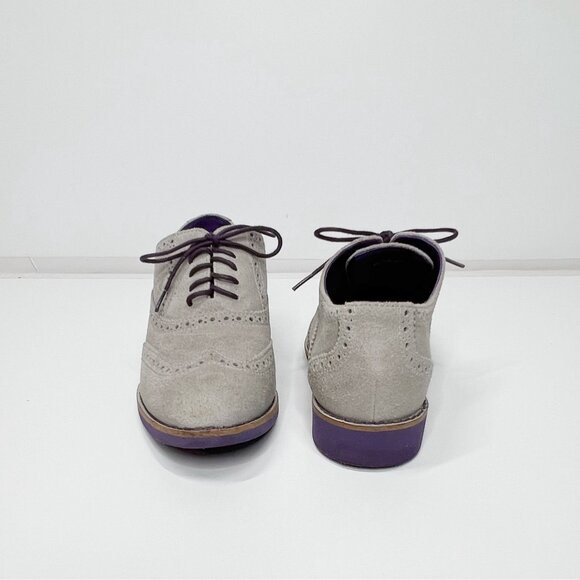 COLE HAAN Gray Purple Wingtip Oxford Shoes 6.5 - Picture 3 of 10